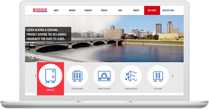 Lozier Heating and Cooling Website Example