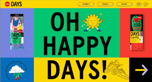 horizontal scrolling example by days website.