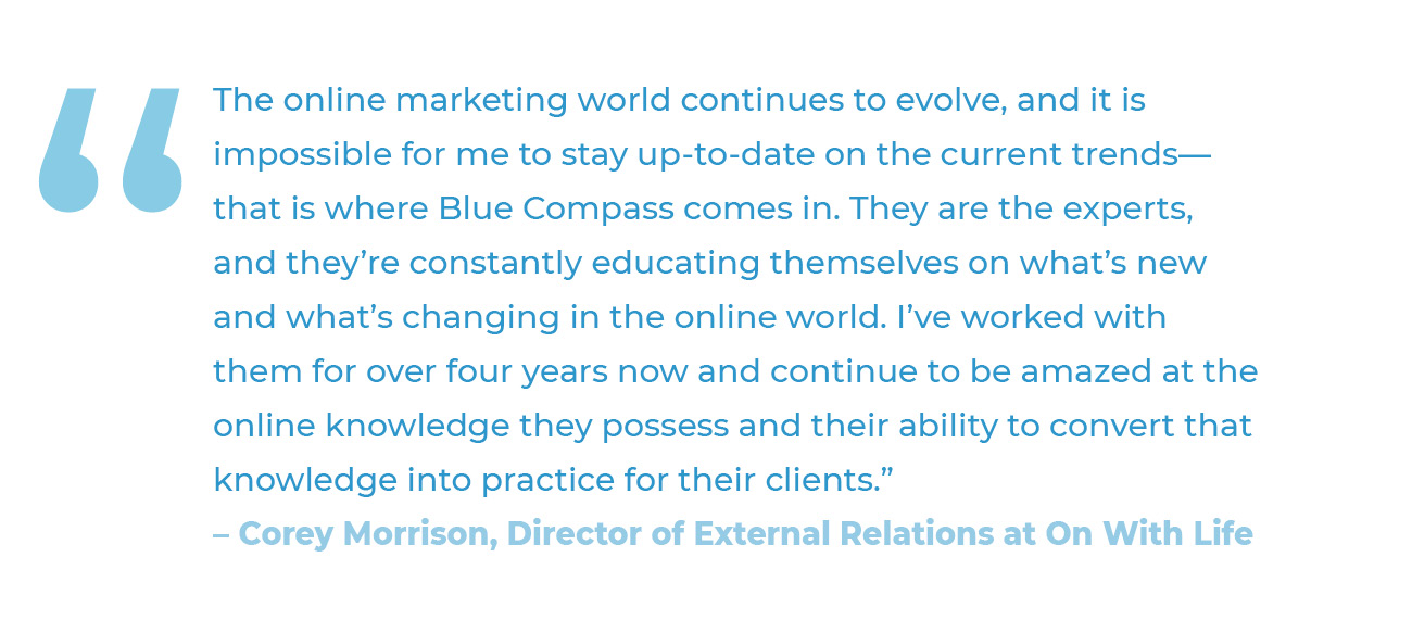 Testimonial about Blue Compass.