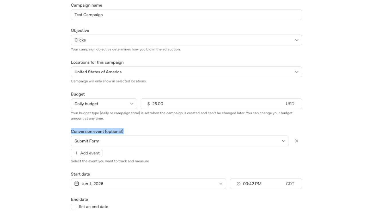 Screenshot Depicting The Campaign Creation Workflow For ChatGPT.