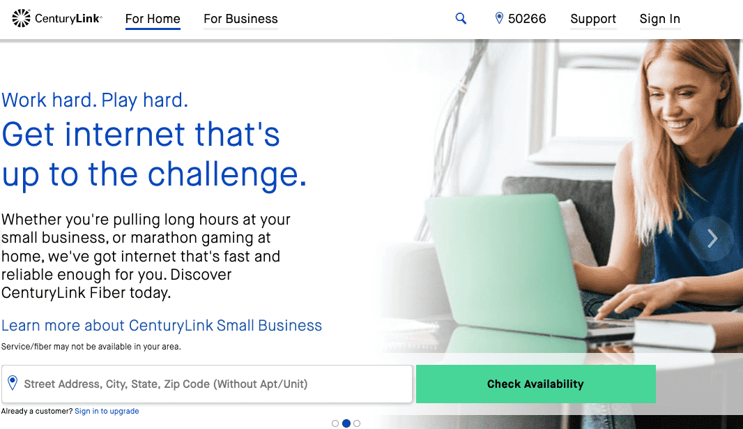 CenturyLink Homepage.