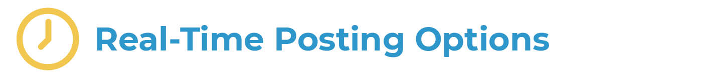 real-time posting options clock icon with words real-time posting options.