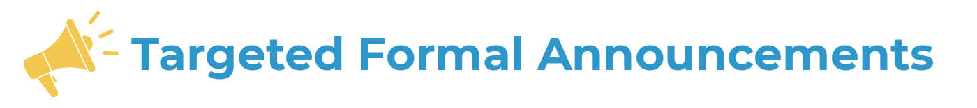 targeted formal announcements megaphone icon with words targeted formal announcements
