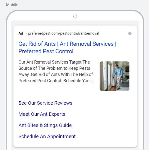 image of preferred pest ant removal google ads image extensions
