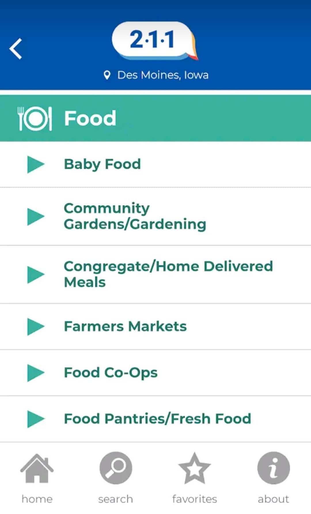 United Way 211 Iowa United Way app screenshot.
