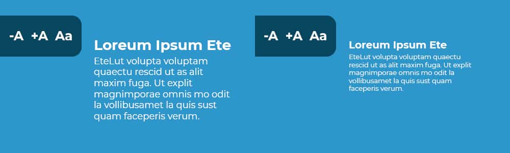 font size changer for ada compliance. example of different font sizes.