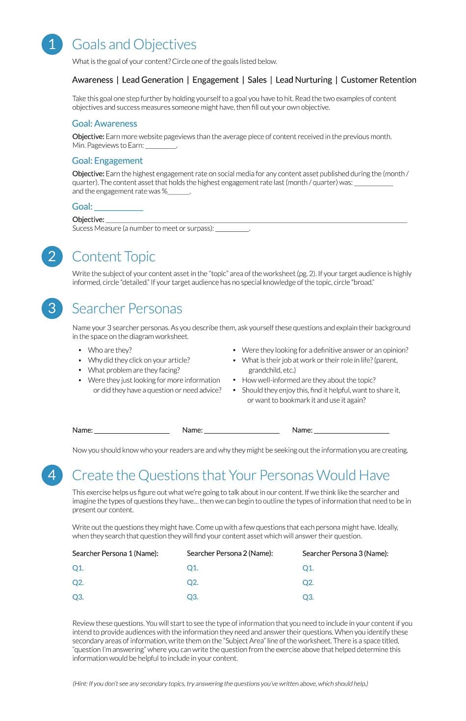 Create New and Original Content with Blue Compass Worksheet to Create new Original Content
