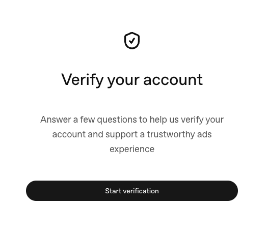 Screenshot of ChatGPT Ads Manager Verification Process