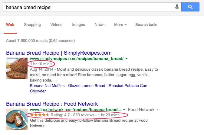 schema for google search results