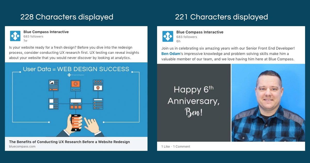 Screenshot of Blue Compass' social media posts.