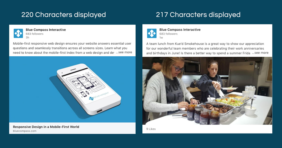 Screenshot of Blue Compass' social media posts.