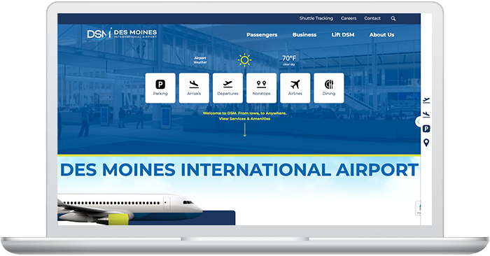 DSM airport web design mobile