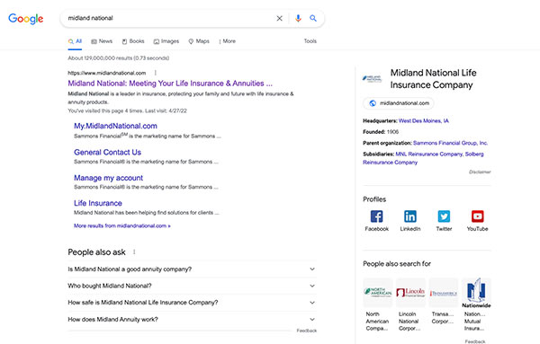 Google search results