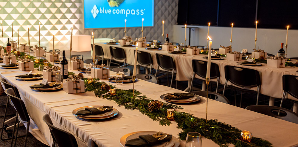 christmas party set up in west48 corporate event venue.