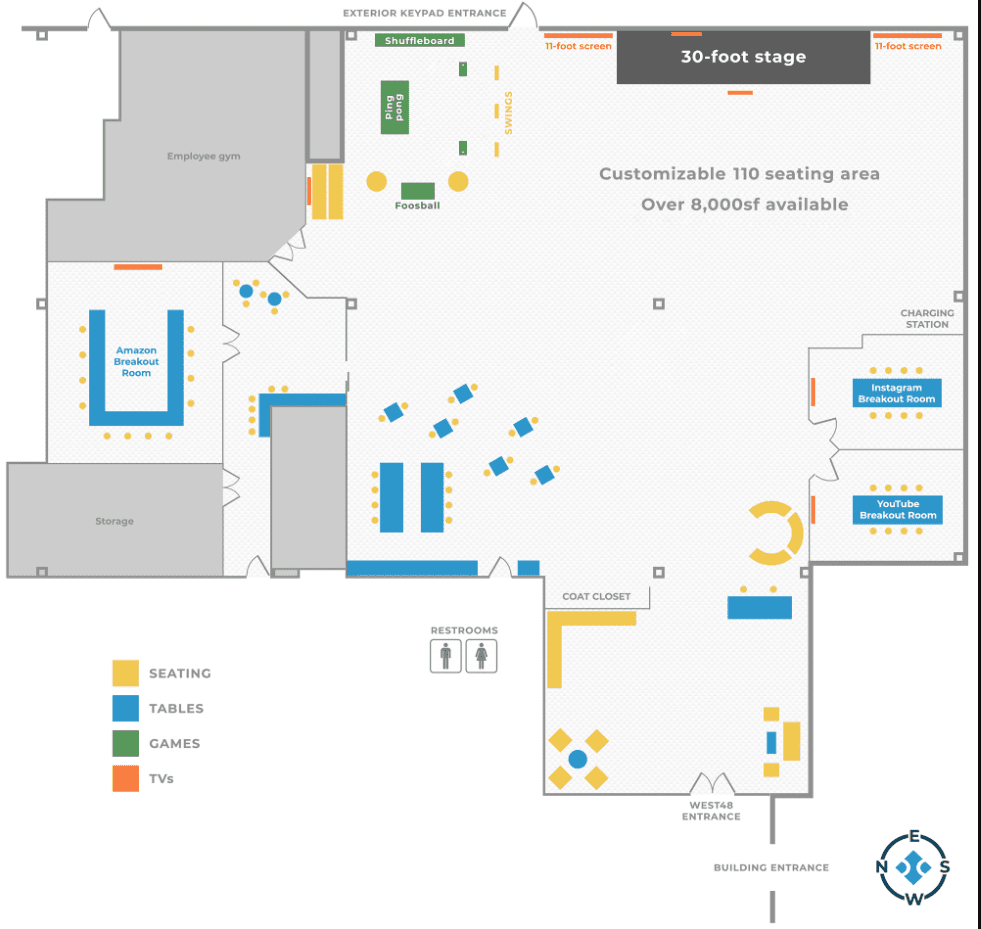 West 48 room layout.