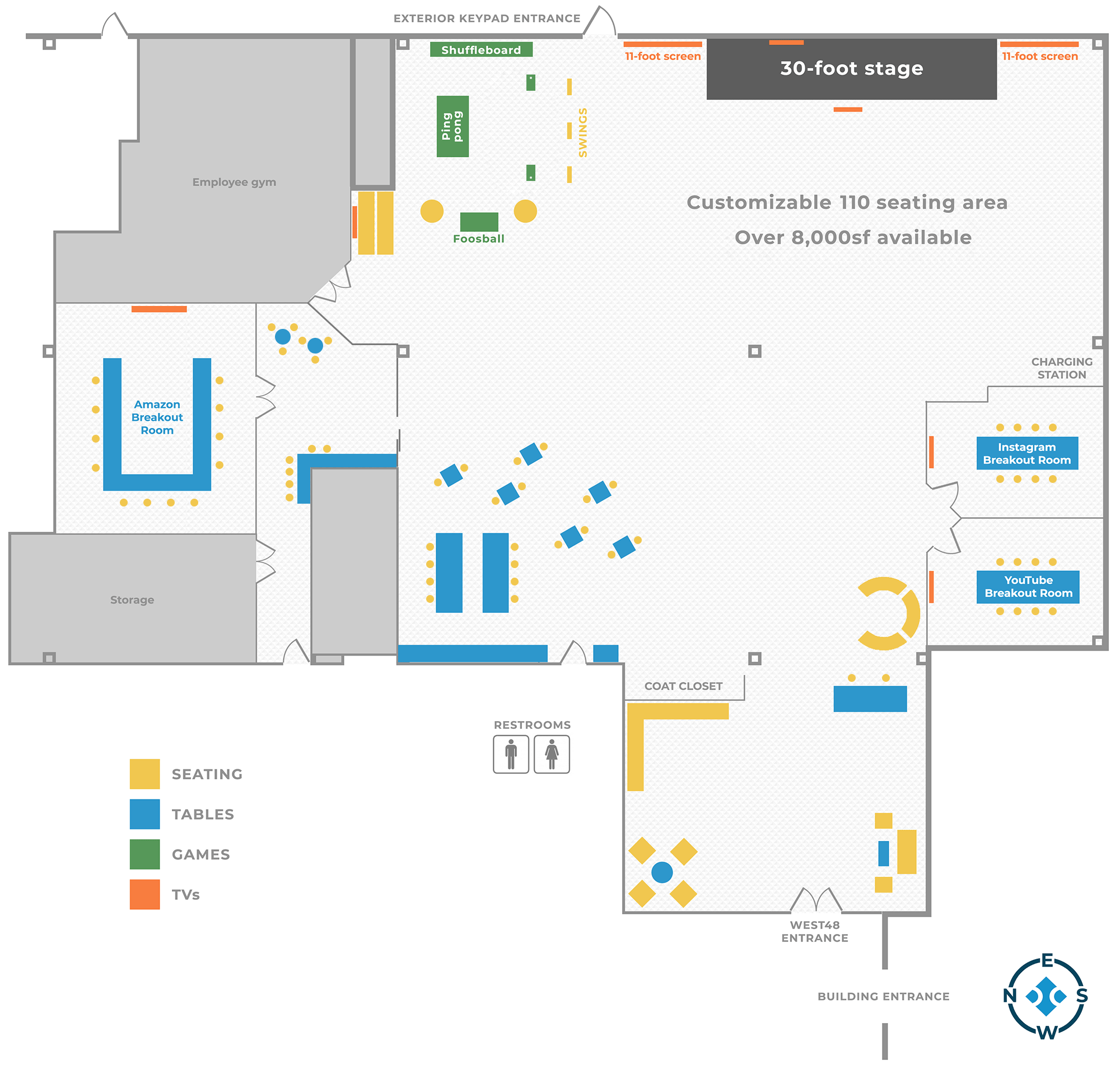 A map of the West 48 space.
